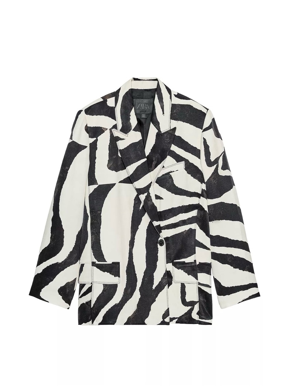 Zara Black & White Zebra-Print oversized blazer